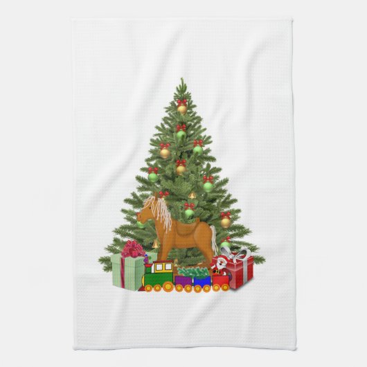 Kerstboom Vakantiehuis Theedoek (Verticaal)