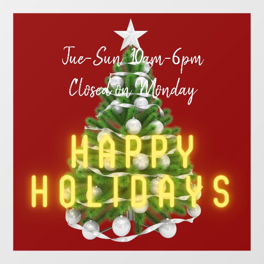 Kerstboom Vakantieuur Bord Raam Sticker (Vel)