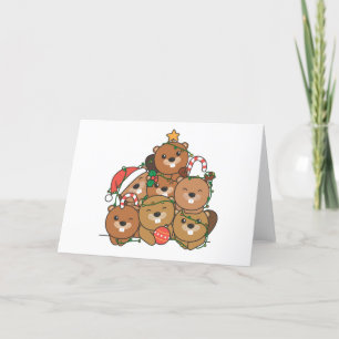 Kerstboom van bevers Funny dier kerstvakantie Feestdagen Kaart