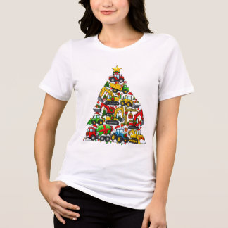 Kerstboom van bouwgraafmachinevoertuigen Tri-Blend shirt