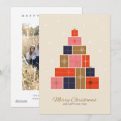 Kerstboom van cadeaustapels feestdagenkaart (Voorkant / Achterkant)