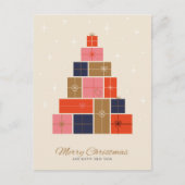 Kerstboom van cadeaustapels feestdagenkaart (Voorkant)