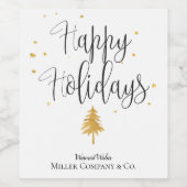 Kerstboom van Corporate Goud Gelukkig Kerstfeest Wijn Etiket (Enkel label)