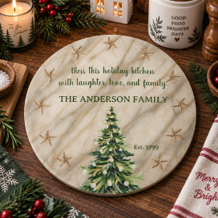 Kerstboom van crèmekleurig marmer op maat voor fam snijplank