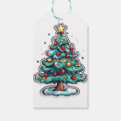 Kerstboom van de cartoon cadeaulabel (Achterkant)