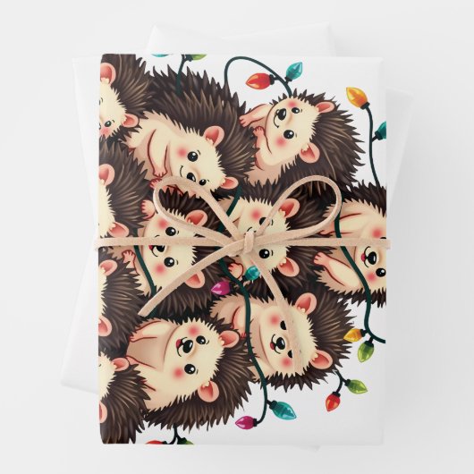 Kerstboom van de egel Vrolijk Kerstmis Xmas  Inpakpapier Vel (In situ)