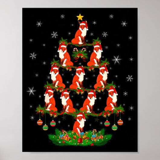 Kerstboom van de vos Funny Kerstliefhebber Poster (Voorkant)