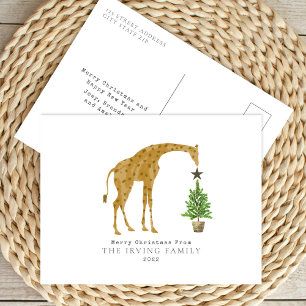 Kerstboom van een giraffe feestdagenkaart