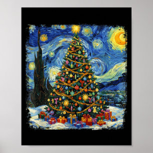 Kerstboom Van Gogh Sterrennacht Kerstmis 202 Poster