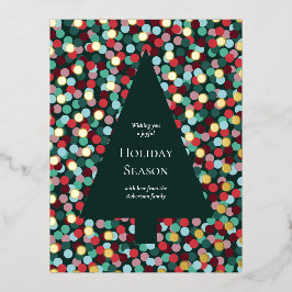 Kerstboom van goud folie met confetti-stippenrand folie feestdagen briefkaart