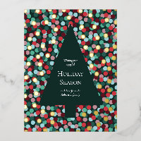 Kerstboom van goud folie met rand van confetti sti