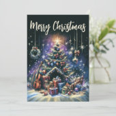 Kerstboom van harde pastel tekeningen kaart (Staand voorkant)