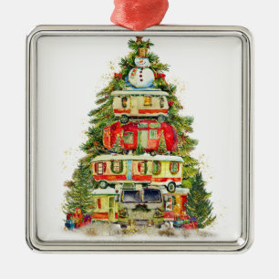 KERSTBOOM VAN KAMPEERWAGENS METALEN ORNAMENT