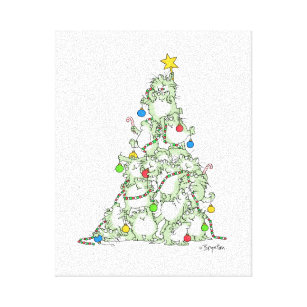 kerstboom van Katten van Sandra Boynton Canvas Afdruk