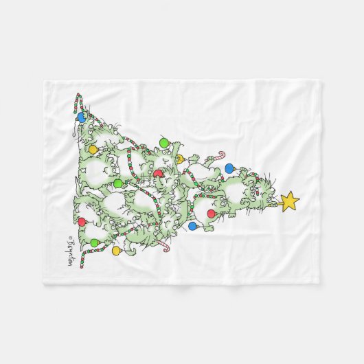 kerstboom van Katten van Sandra Boynton Fleece Deken (Voorkant (Horizontaal))