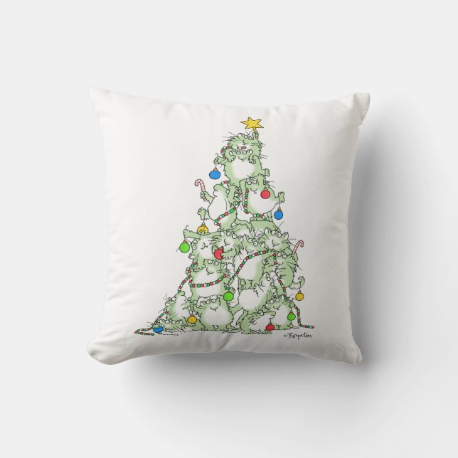 kerstboom van Katten van Sandra Boynton Kussen (Voorkant)