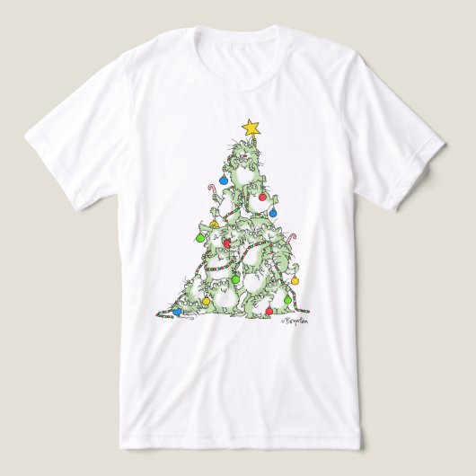 kerstboom van Katten van Sandra Boynton Tri-Blend Shirt (Design voorkant)