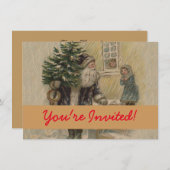 Kerstboom van kerstman in de sneeuw kaart (Voorkant / Achterkant)