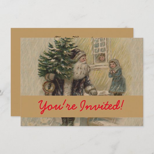 Kerstboom van kerstman in de sneeuw kaart (Voorkant / Achterkant)