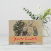 Kerstboom van kerstman in de sneeuw kaart (Staand voorkant)