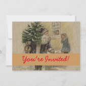 Kerstboom van kerstman in de sneeuw kaart (Voorkant)