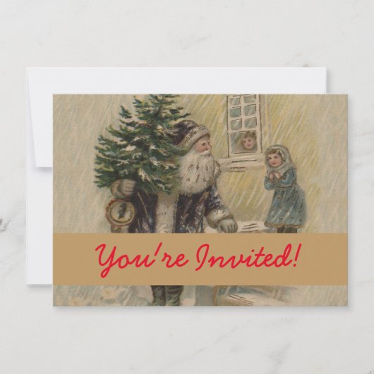 Kerstboom van kerstman in de sneeuw kaart (Voorkant)