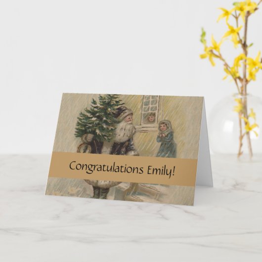 Kerstboom van kerstman in de sneeuw kaart (Gele Bloem)