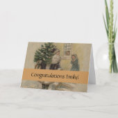 Kerstboom van kerstman in de sneeuw kaart (Voorkant)