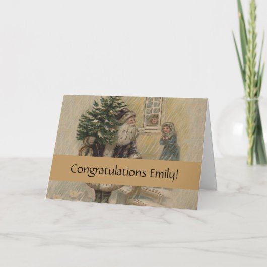 Kerstboom van kerstman in de sneeuw kaart (Voorkant)