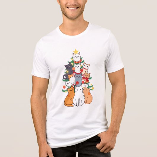 Kerstboom van Kittens door Sandra Boynton Tri-Blend Shirt (Voorkant)