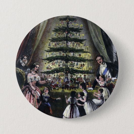 Kerstboom van koningin Victoria Ronde Button 7,6 Cm (Voorkant)