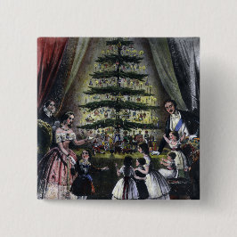 Kerstboom van koningin Victoria Vierkante Button 5,1 Cm