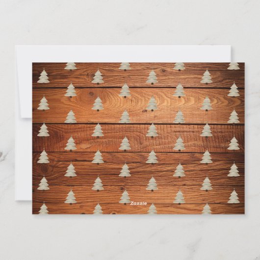 Kerstboom van oud hout op vrachtwagen familiefoto feestdagenkaart (Achterkant)