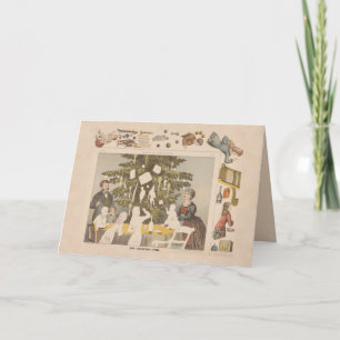 Kerstboom van papieren poppen uit 1881 kaart