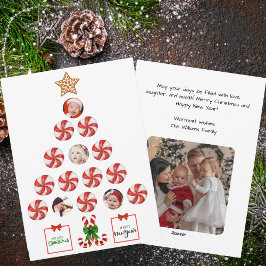 Kerstboom van Pepermunt Snoep, Familiefoto Feestdagenkaart