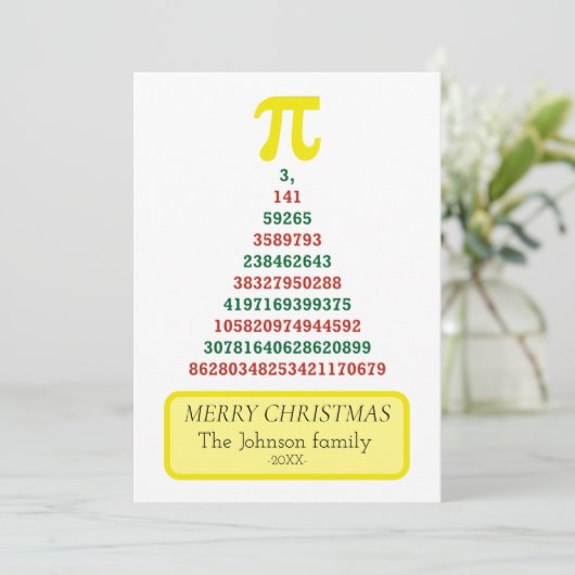 Kerstboom van Pi Feestdagenkaart (Staand voorkant)