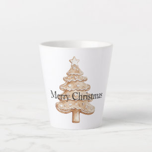 Kerstboom van roompijngeverfde gemberkoek latte mok