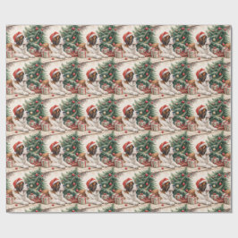 Kerstboom van Sint-Bernard-hond in waterverf Cadeaupapier