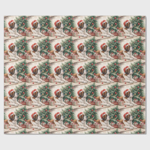 Kerstboom van Sint-Bernard-hond in waterverf Cadeaupapier