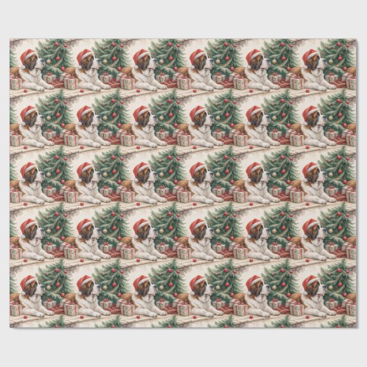 Kerstboom van Sint-Bernard-hond in waterverf Cadeaupapier (Vlak)