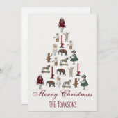 kerstboom van speelgoed feestdagenkaart (Voorkant / Achterkant)