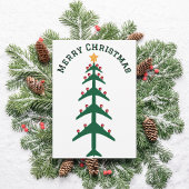 Kerstboom van vliegtuigen en foto minimalistisch feestdagenkaart