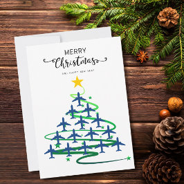 Kerstboom van vliegtuigen, minimalistische foto feestdagenkaart