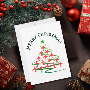 Kerstboom van vliegtuigen, minimalistische foto feestdagenkaart