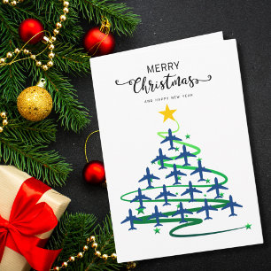 Kerstboom van Vliegtuigen, Minimalistische Foto Kaart