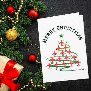 Kerstboom van Vliegtuigen, Minimalistische Foto Kaart