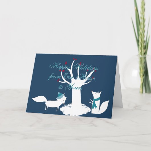 Kerstboom van Vossen Van Ons Naar Jullie Feestdagen Kaart (Voorkant)