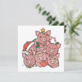 Kerstboom Varkens Grappige Dieren Kerst Uitnodigin Kaart (Staand voorkant)