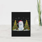 Kerstboom Verlicht Amerikaanse Eskimo Hond Kerstma Kaart (Voorkant)