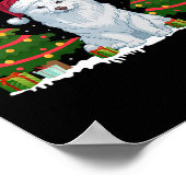 Kerstboom Verlicht Amerikaanse Eskimo Hond Kerstma Poster (Hoek)